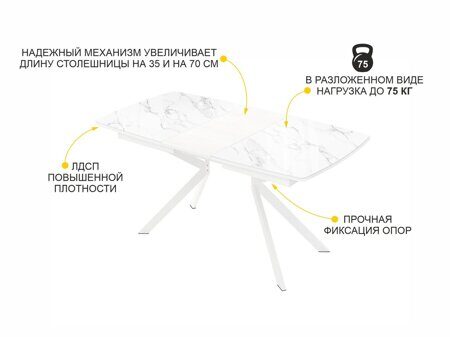 Обеденный стол Орфей 46 Белый шпон