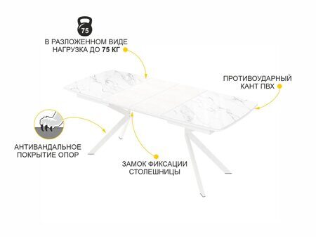 Обеденный стол Орфей 46 Белый шпон